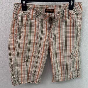 BeBop Men's Cargo Shorts - Orange and Green Plaid